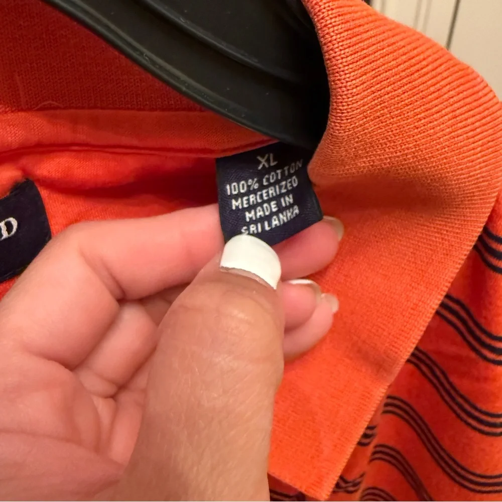 Oxford Orange and Navy Striped Golf Polo Shirt XL - Picture 4 of 4
